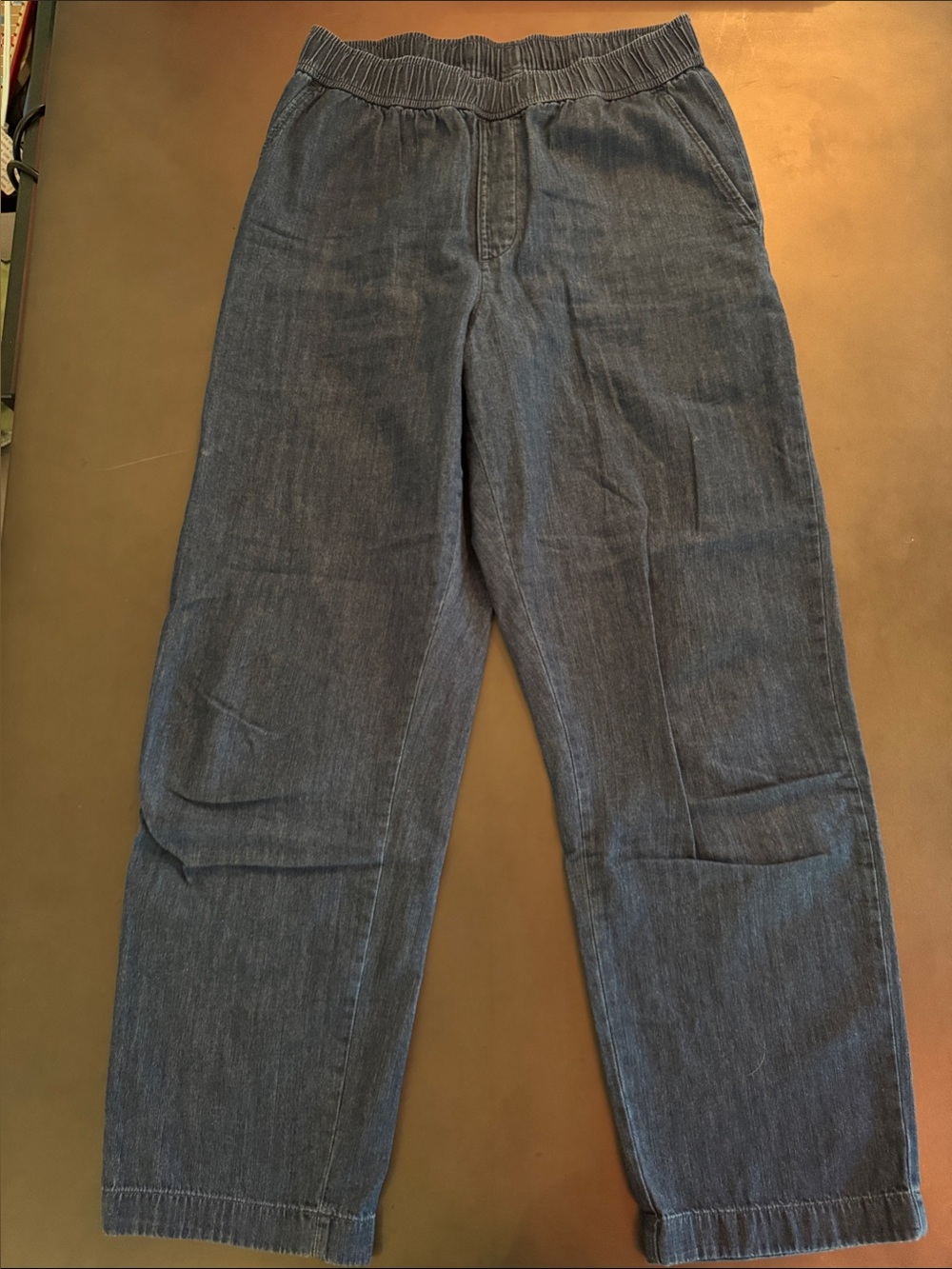 Uniqlo Women’s Straight-Leg Elastic-Waist Jeans - Dark Blue